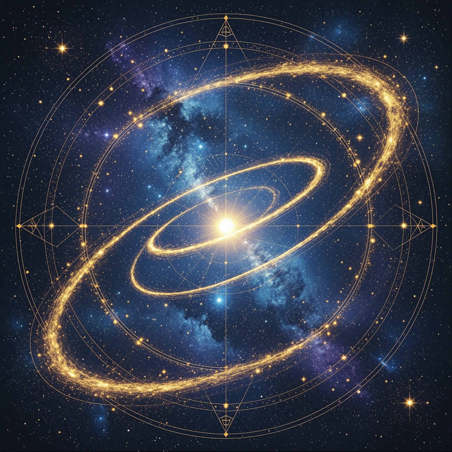 A spark of living light walled within concentric planetary spheres