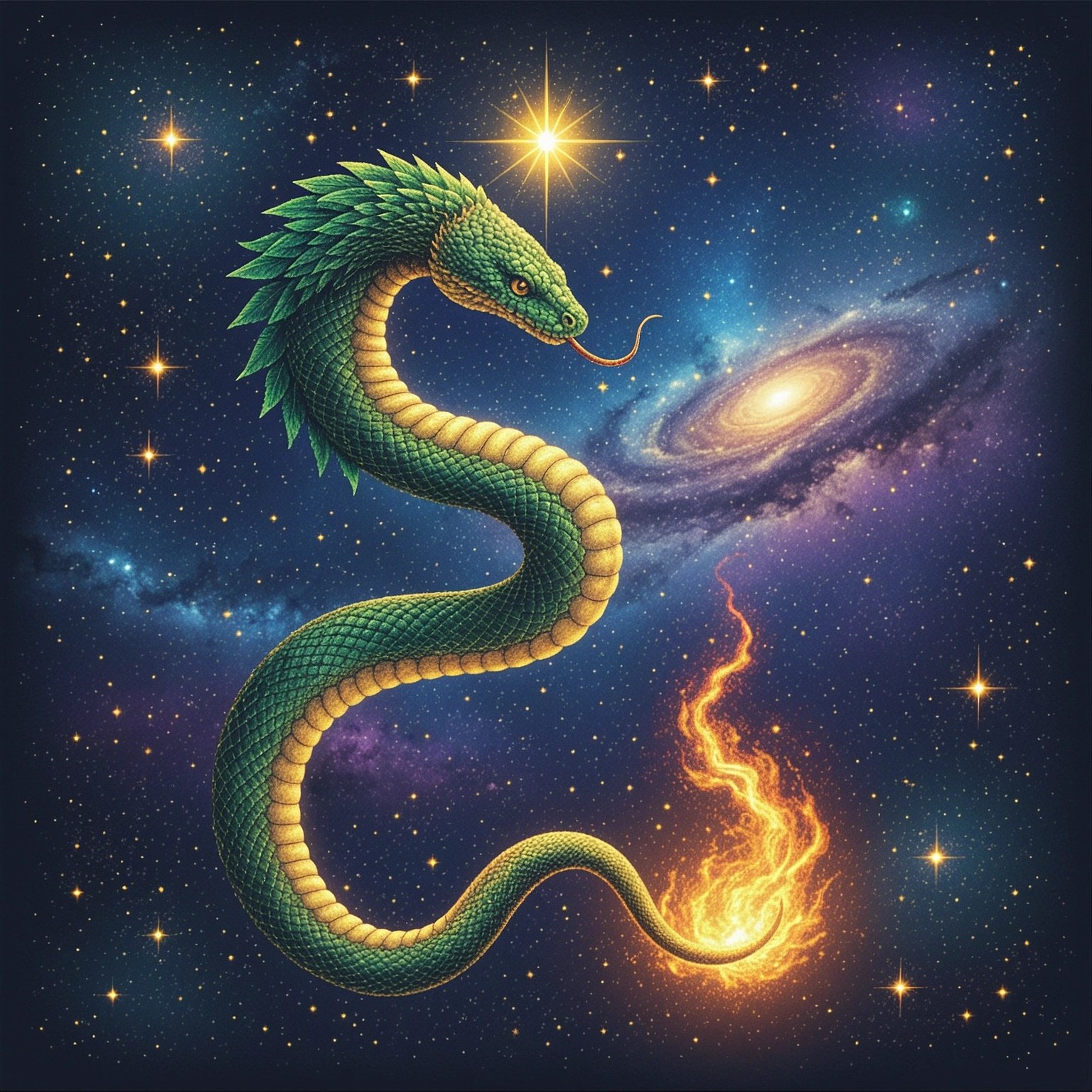A feathered serpent immolated and rising again as the radiant morning star